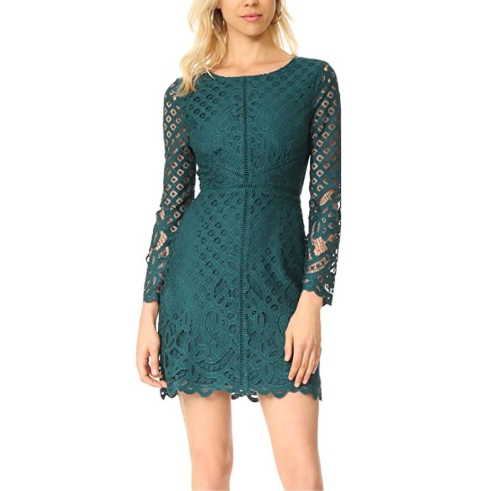 cupcakes & cashmere Teal Long Sleeve Dress
